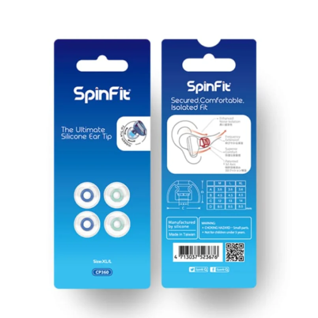 SpinFit CP360 專利設計矽膠耳塞 (內有兩個尺寸)