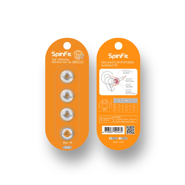 SpinFit CP145 (2對) 專利設計矽膠耳塞 (S/M/L)