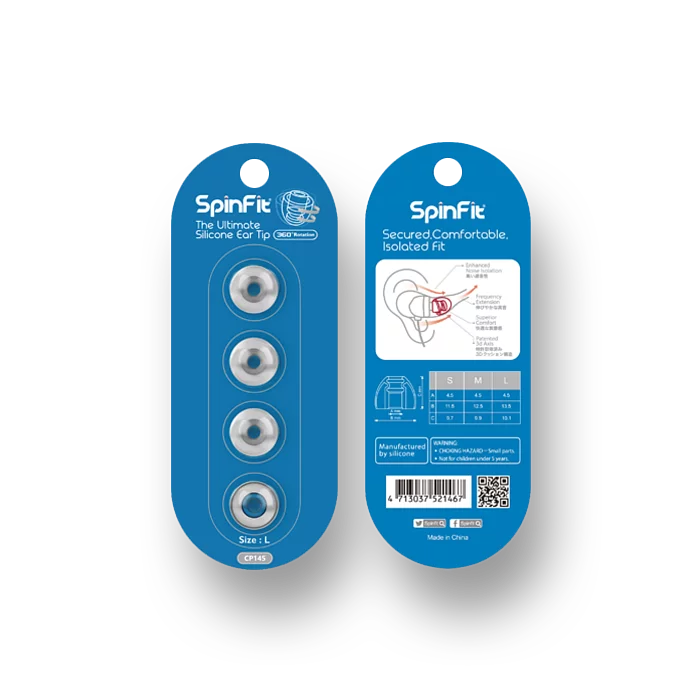 SpinFit CP145 (2對) 專利設計矽膠耳塞 (S/M/L)