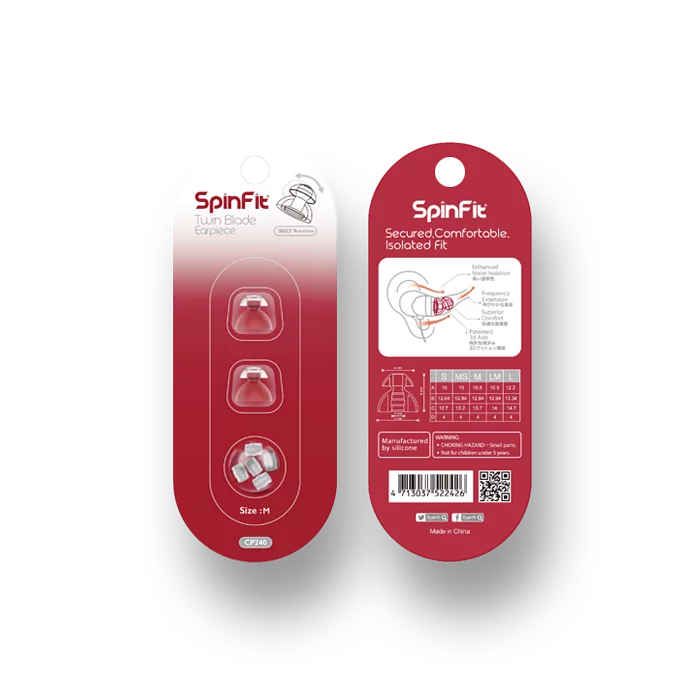 SpinFit CP240 專利設計矽膠耳塞 (S/M/L)
