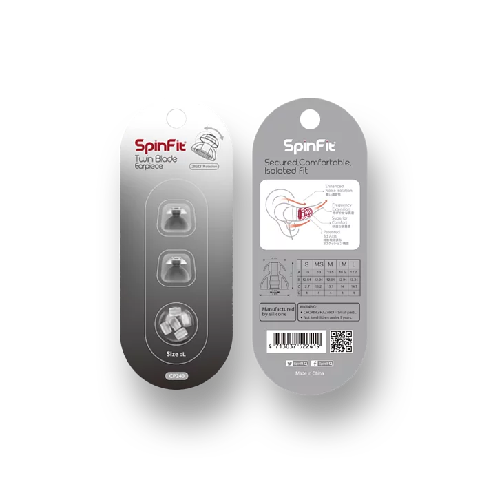 SpinFit CP240 專利設計矽膠耳塞 (S/M/L)
